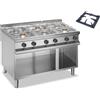 DEXION Cucina professionale a gas con 6 fuochi - Potenza 3 x kW 7 + 3 x kW 11 - Cm 120 x 90 x 85 h