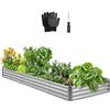 VEVOR Aiuola Rialzata in Metallo per Giardino Balcone da 3600 x 1200 x 290 mm, Design a Fondo Aperto, Grande Aiuola Rialzata per la Coltivazione di Verdure, Fiori e Piante Grasse, Colore Zincato
