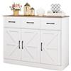 KOMFOTTEU Credenza da Cucina con Ripiano Regolabile, Mobiletto Multiuso con Ante e 3 Cassetti, Mobile Buffet con Kit Antiribaltamento, per Soggiorno, Sala da Pranzo, 108x38x81cm(In 2 Pacchi) (Bianco)