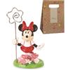 CARTOON Bomboniera portafoto Minnie Flower Disney statuina in Resina Smaltata 9 cm con Busta Articolo per Cerimonie e Feste