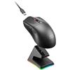 Mars Gaming MMW-ELITE, Mouse Wireless Gaming, Bluetooth 5.4 + 2.4GPRO + Cavo, Sensore Ottico PixArt PAW3311PRO 20000 DPI, Ultralight 69g, 6 Pulsanti, Schermo OLED, Base di Ricarica Magnetica RGB, Nero