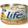 LifeCat Natural per Gatto in Scatoletta da 85 gr Gusto Tonnetto e Papaya