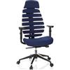 HJH Office 714550 Sedia da Ufficio Girevole ERGO LINE II PRO Tessuto Blu, braccioli, poggiatesta, ergonomici Schienale