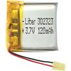 Liter energy battery Batteria 302323 LiPo 3.7V 125mAh 0.463Wh 1S 5C Liter Energy Battery per l'elettronica Ricaricabile Telefono Portatile Smartwatch Orologio - Non adatto per Radiocomando 25x23x4mm (125mAh|302323)