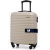 WITTCHEN Valigia da Cabina Trolley Bagaglio a Mano Valigia a rotelle piccola Trolley guscio duro ABS 4 ruote spinner Serratura a combinazione Maniglia telescopica Groove Line beige Ryanair/ITA Airways