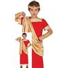 FIESTAS GUIRCA Costume da Imperatore Romano Potente per Bambini - Toga Romana di Augusto Rosso e Oro - Dio Greco Costumi per Bambini Bambini - Bambini dai 10 ai 12 anni