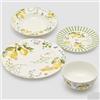 EDG Enzo De Gasperi Set Piatti Limoni Fondi, Piani, Frutta, Ciotole 24 Pz Bianco Giallo
