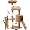 VOUNOT® Tiragraffi per Gatti Alto 112 cm, Albero per Gatti Multilivello, Centro Attività per Gatto con Pali Tiragraffi in Sisal, Cuccia, Piattaforme e Grotta, Marrone