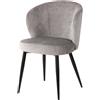 Dimo Poltroncina Evelyn 58 x 48 Cm H 80,5 cm in Tessuto Grigio con Gambe in Metallo - Sedia Design Elegante