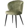 Dimo Poltroncina Evelyn 58 x 48 Cm H 80,5 cm in Tessuto Verde con Gambe in Metallo - Sedia Design Elegante