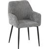 Dimo Poltrona Shirley in Tessuto Tortora con Gambe in Metallo - Poltrona Design Elegante