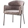 Dimo Poltrona Iris in Tessuto Tortora con Gambe in Metallo - Sedia da Arredo Design Moderno