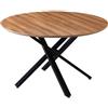 Dimo Tavolo Rotondo Jasper D 120 Cm H 75 Cm - Piano MDF Effetto Noce Naturale con Gambe in Metallo