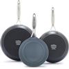 GreenPan Valencia Pro - Set di 3 padelle in ceramica antiaderente anodizzata dura da 20,3 cm, 24,1 cm e 27,9 cm, adatte a induzione, pentole senza PFA, lavabili in lavastoviglie, utilizzabili in forno
