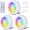 VEGOATY Set di 3 Luci per Armadio da Visualizzare Senza Fili: 16 Luci per Armadio a Batteria con Cambio Colore, Luci con Telecomando e Funzione di Timer, Luce Tonda Sotto l'Unità per Armadio
