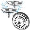 PEAKTOP 2PZ Tappo Lavandino Cucina 78mm, Filtro Lavello Cucina Universale, Tappi in 304 Acciaio Inox Lavandino, Tappo Cestello per Lavabo, per Cucina, Bagno, Lavabo