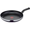 Tefal D52608 Resist - Padella 32 cm, con rivestimento antiaderente in titanio, indicatore di temperatura, facile da pulire, tecnologia Flame Protect, colore nero