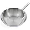 BK Bright Padella Wok in Acciaio Inox 28 cm, Esterno Lucido, Manico Stay Cool, Cottura Professionale, Induzione, Forno Sicuro fino a 230°C, Utensili in Metallo Sicuri, Lavastoviglie, Argento