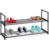 Relaxdays Scaffale per Scarpe Relaxdays, 2 Ripiani, Sistema a Incastro, HLP: 38x92x30 cm, Ripiani in Metallo, Nero