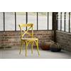 PIB Sedia da bistrot gialla in legno, stile shabby chic, 48x51x88 cm, design vintage robusto e colorato