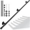 Aomdom - Corrimano per scala, per interni esterni, corrimano nera con tubo in acciaio zincato industriale antiscivolo, per cucina, bagno, giardino, 1,5 m