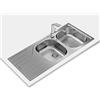 Teka Universe Lavello Reversibile Incastrato, 2 Vasche e Scolapiatti per Mobile da 80 cm, Vasca in Acciaio Inossidabile, Facile Installazione, Design Moderno, Colore Acciaio Inox