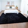 Ghouse Faux Tappetto di Pelle di Pecora Tappeto a Pelo Corto Lavabile Fluffy Uni Effetto Pelliccia Antiscivolo Facile da Pulire, Dimensione:180 x 270 cm, Colore: Nero