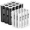BONAI 24 Pile Ricaricabili Ni-MH Kit Famiglia con 12 AA e 12 AAA Alta Capacità 1.2V 1200 Cicli di Ricarica per Telecomandi Fotocamere Giocattoli e Luci Solari Precaricate