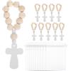 NESTINGHO Rosario Ragazzo Ragazza in Legno con 10 Set di Sacchetti in Rete Bianca, Materiale Robusto e Finitura Accurata, per Prima Comunione e Matrimoni