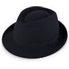 fiebig Cappello Miller Trilby in Lana | Cappello in Feltro con Nastro dello Stesso Colore | Fedora Made in Italy (57-M, Blu Marino)