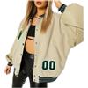 ShangSRS Bomber Jacket Giacca Donna da Baseball Varsity Jacket Vintage Streetwear Lettera con Tasca Outwear Cerniera Giacca College Sweat Jacket (albicocca 1, M)