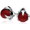 Bling Jewelry Gioielli gotici Punk Rocker Biker Orecchini a perno con sfera traslucida rossa del drago dell'artiglio per gli uomini Per le donne Tono d'argento nero ossidato in acciaio inox