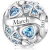 LNQOBU Birthstone Charms per Braccialetti, 925 Argento Sterling Perline di Fascino a Forma di Cuore con trifoglio Portafortuna, Ciondolo d'amore, Regalo di Compleanno per le Donne