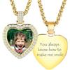 MeMeDIY Personalizzata Ciondolo Collana Commemorativa per Uomo/Donna Collana con Foto Personalizzata a Forma Rotonda/a Forma di Cuore Incisione di Immagine/Testo/Nome/Data C2-30