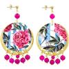 Lebole Maison Orecchini Metal Texture Fiore Rosa Classico Fucsia