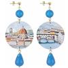 IN Lebole Collezione The Circle DOR87 Firenze Orecchini da Donna in Ottone Pietra Azzurra