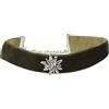 Alpenflüstern - Collana choker larga in velluto con stella alpina di strass, aderente ed elasticizzata, da donna, colori tradizionali DHK109, base metal, colore: verde, cod. DHK109-000-50