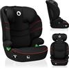Lionelo Lars Seggiolino auto I-Size da 3 anni a 12 anni, da 12 kg a 36 kg, (set), i-Size / 12-36kg / 100-150 cm / Memory Foam - Black Sport