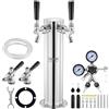 VEVOR torre di spillatura della birra, kit di conversione della birra con due rubinetti, distributore di birra a torre in acciaio inox con doppio misuratore W21,8 e attacco per fusto S-System per feste, a casa, ecc.