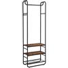 VASAGLE Appendiabiti con Scarpiera per Ingresso, Attaccapanni con Ripiani Portaoggetti, per Soggiorno, Camera da Letto, 58 x 28 x 181 cm, Stile Scandinavo, Nero Opaco e Marrone Vintage HSR81BX