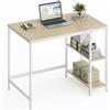 VASAGLE Scrivania per Computer, Scrittoio, Moderno, Tavolo da Lavoro, per Ufficio Camera da Letto Soggiorno, 100 x 50 x 76 cm, Beige Naturale e Bianco Perla LWD046L01