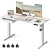 VASAGLE Scrivania Regolabile in Altezza, Scrivania Elettrica, Piano del Tavolo 60 x 140 cm, Regolabile in Continuo, Funzione di Memoria con 4 Altezze, Bianco LSD114W01