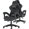 Racingreat Sedia da gaming, ergonomica, per gamer, con cuscino lombare e poggiatesta, regolabile in altezza, sedia per computer, per ufficio, per adulti, ragazze e ragazzi (Con poggiapiedi,Nero
