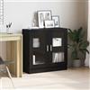 PHGTYUK Libreria moderna in nero con effetto rovere, 82,5 x 30,5 x 80 cm, con ante in vetro e maniglie in metallo per una soluzione di archiviazione elegante