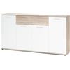 Inter Trade Corporation Inter Trade 2357 - Cassettiera a Incasso a 4 Ante con 2 cassetti, Legno, Rovere Sonoma/Bianco, 160 x 35 x 85 cm