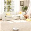 Xbro Divano Modulare a L 3 Posti con Pouf, Divano Cloud in Tessuto a Coste, Seduta Profonda e Morbida, Rivestimento Sfoderabile, Salvaspazio per Soggiorno o Camera, Beige