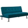 Soberine Divano Letto Imbottito a 2 Posti Convertibile in Letto 105°-180°da Soggiorno/Stanza Ospiti per Lettura/TV/Riposo Divano Moderno da Salotto Tela/Blu Acqua