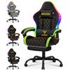 bigzzia Sedia Gaming con LED RGB, Sedia da Gaming Ergonomica con Supporto Lombare e Poggiapiedi, Sedie da Gioco Regolabile e Girevole con Una Capacità di Carico di 150 kg(Verde)