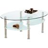 AVANTI TRENDSTORE - Willi- Tavolino da soggiorno con piastra in vetro in ottica sabbiata, piedi in acciaio inossidabile. Dimensioni LAP 90x44x55 cm (Rotondo, Metallo/Vetro, 90x44x55 cm)