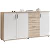 Stella Trading BOBBY, Cassettiera, effetto rovere Sonoma, bianco, credenza elegante con ampio spazio disponibile per la zona giorno; 160 x 82 x 35 cm, L x A x P